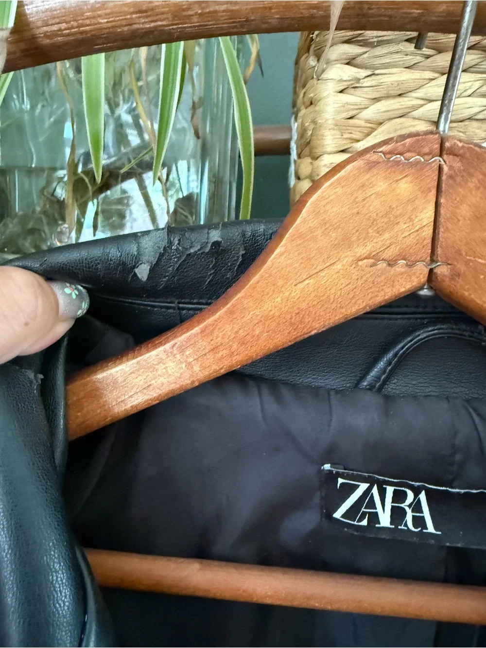 ZARA Black Faux Leather Biker Jacket